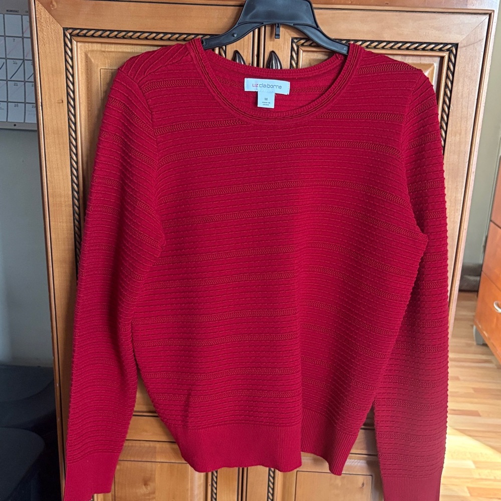 Liz Claiborne Vibrant Red Textured Sweater